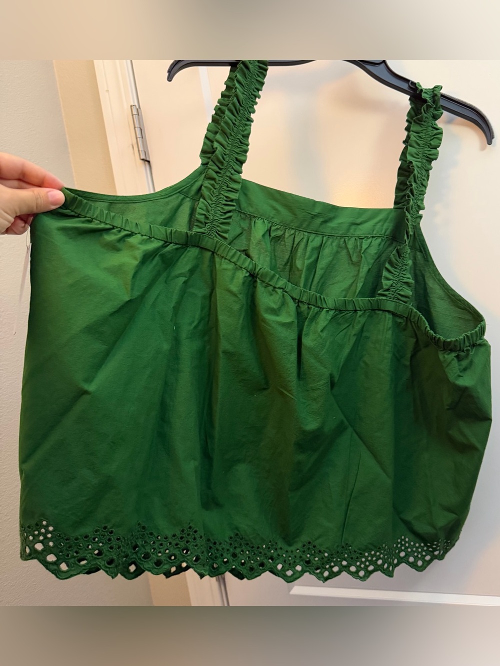 3XL Green Eyelet Ruffled Strap Tank Top - Picture 3 of 4